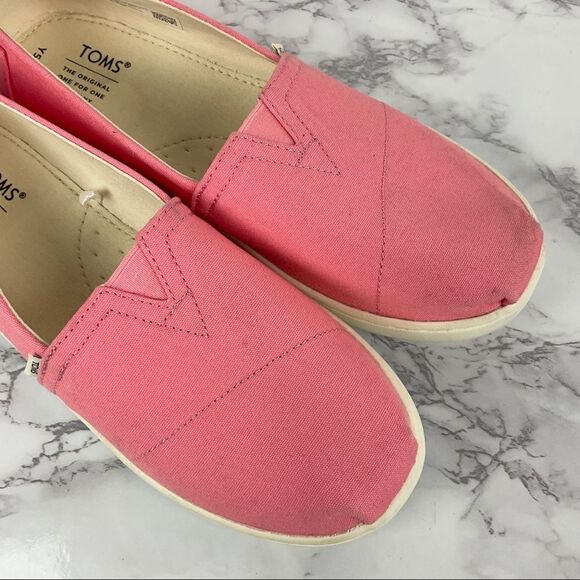 Toms Pink Bubble Gum Canvas Belmont Alpargata Slip On Shoes Youth 5 NWOB - Picture 2 of 8
